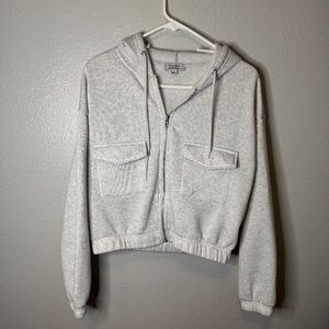 Faded Rose Essentials White Gray Women's Cropped Hoodie Size Large